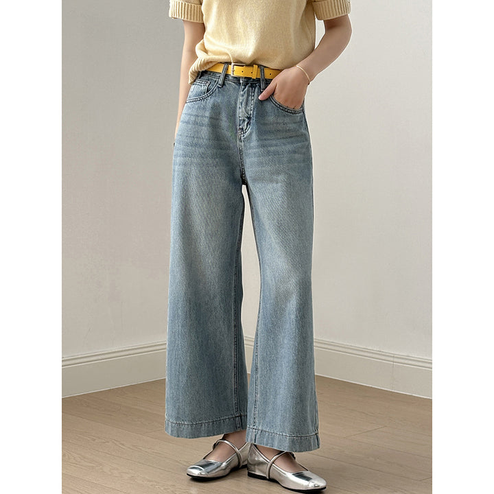 Dame brede jeans med høj talje og elegant snit Stilla