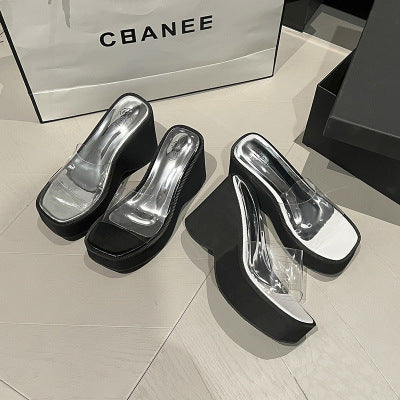 Dame Plateau-sandaler med transparent overdel og elegant blokhæl Stilla