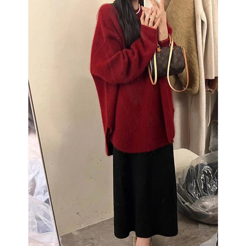 Dame hyggelig oversized sweater lavet af blødt strikmateriale med en afslappet pasform
