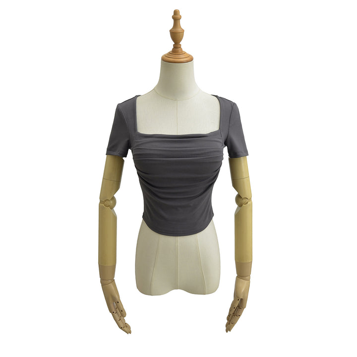 Dame Kortærmet Crop-Top med raffineret Drapée-design Stilla
