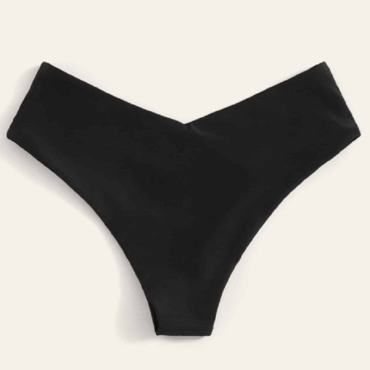 Dame bikini slip med høj talje og elegant V-udskæring Skovae