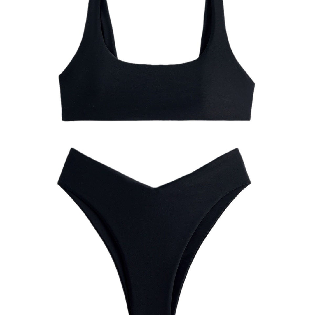 Dame bikini-sæt med trendy geometrisk design og høj benudskæring Stilla
