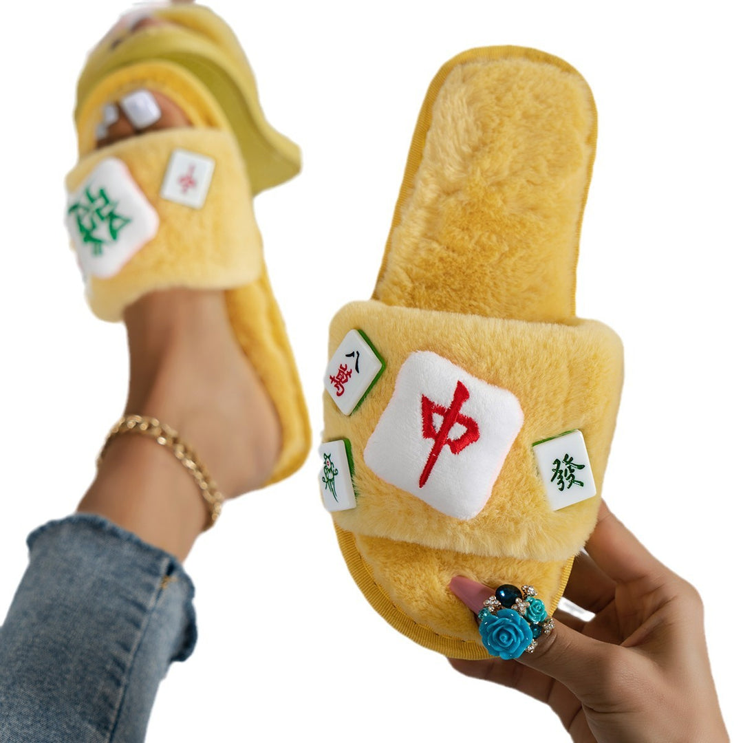 Dame Fuzzy Pantofler med kreativt motiv og komfortabelt fodbed Stilla
