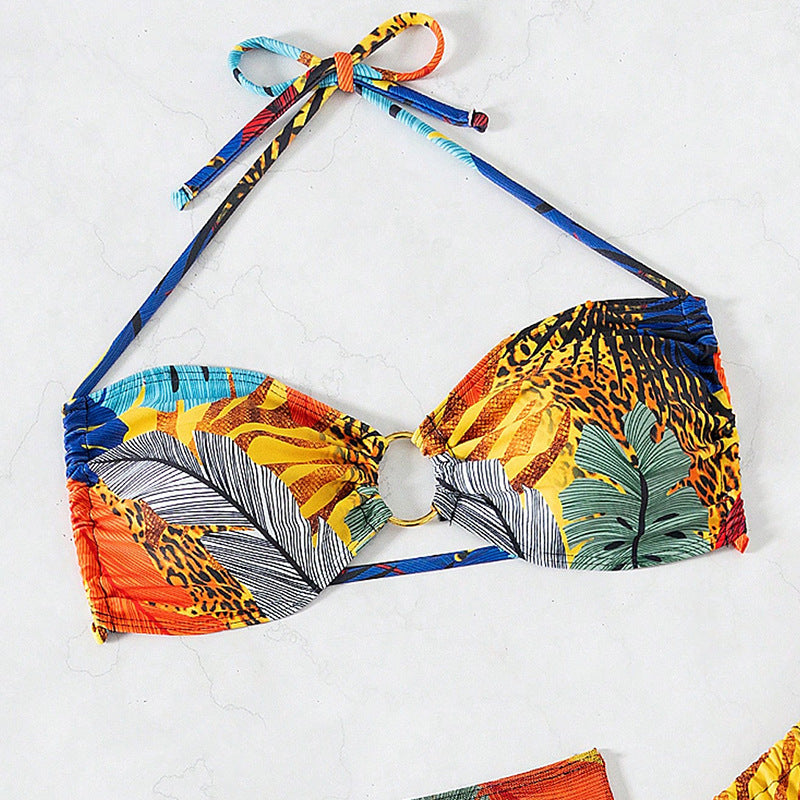 Dame Farverig Bikini-Sæt med høj talje og moderne design Stilla