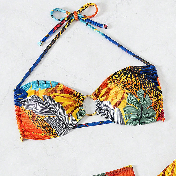 Dame Farverig Bikini-Sæt med høj talje og moderne design Stilla
