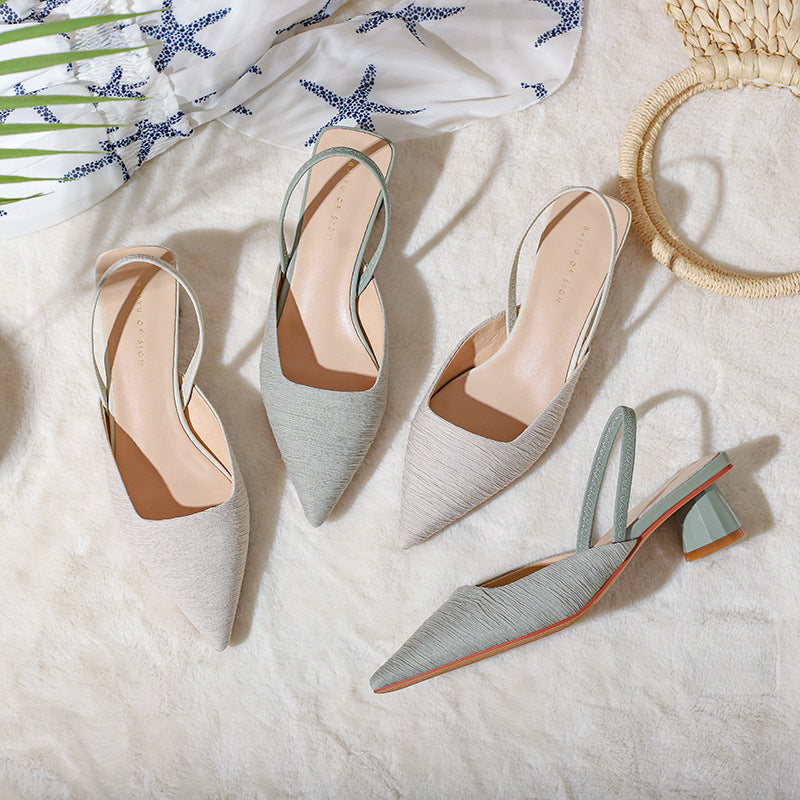 Dame Chic Slingback-hæle med unikt struktureret stof og moderne blokhæle Stilla