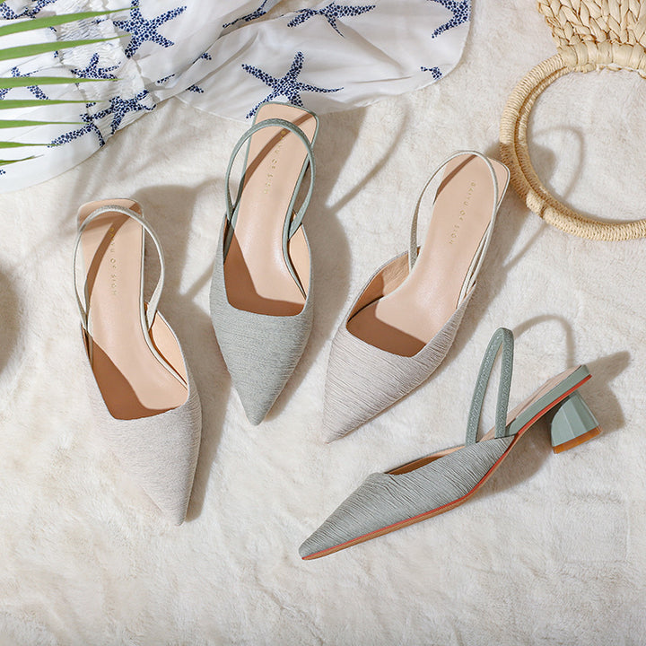 Dame Chic Slingback-hæle med unikt struktureret stof og moderne blokhæle Stilla