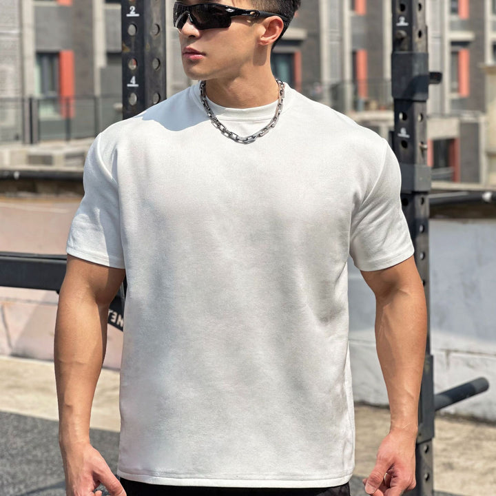 Herren Sportliches Fleece T-Shirt med forstærket krave og afslappet snit Stilla