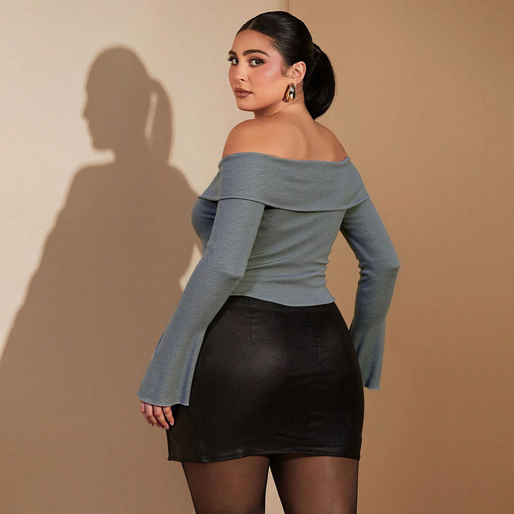 Dame Offshoulder top med bred ærme Stilla