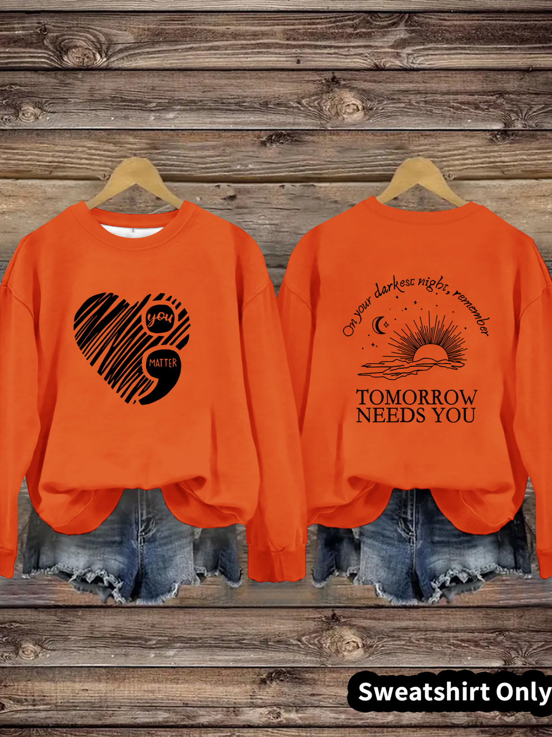 Kvinders sweatshirts med inspirerende print og stort hjerte motiv Stilla