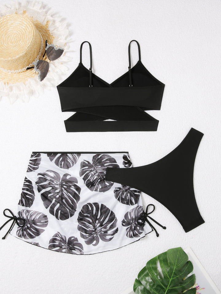 Dame Triangel-Bikini med elegant omslagsskjørt Skovae