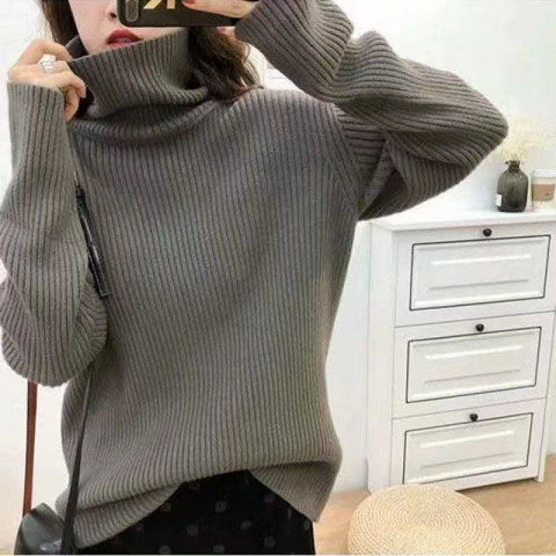 Kvinders varme turtleneck sweater med fin ribstrikket strik Stilla