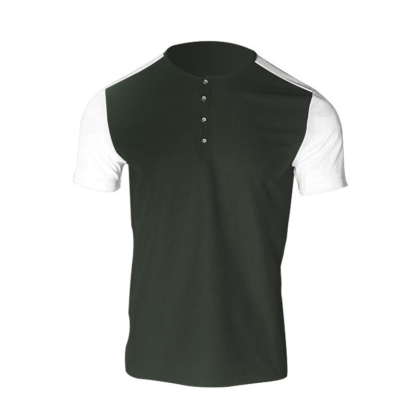 Herrer Korte Ærmer Henley Skjorte med mode Knapper Stilla