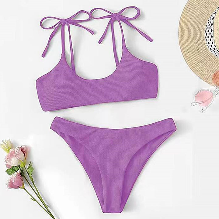 Kvinder Ribbet String-Bikini-Sæt Stilla
