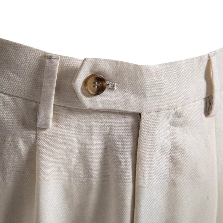 Herrer casual linned shorts med omslag og plisseringer Skovae