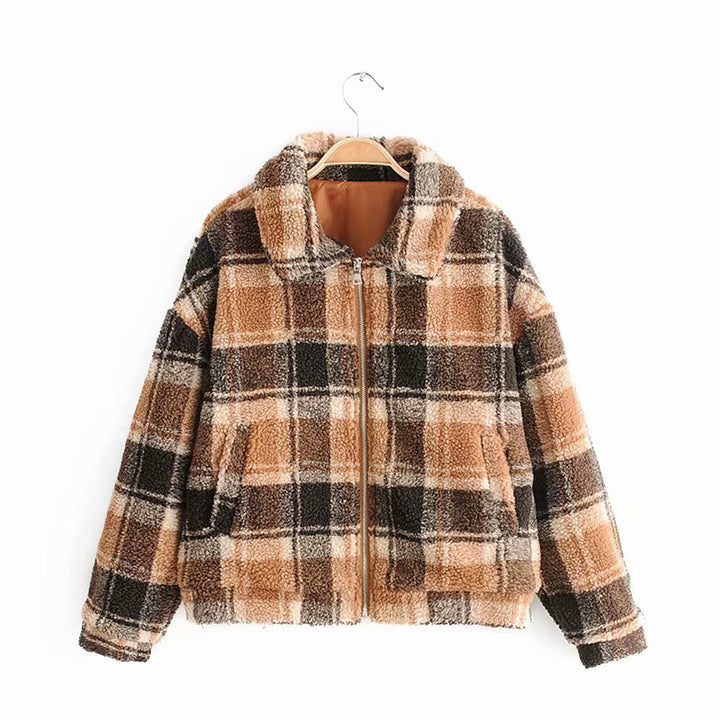 Kvinders hyggelige flanneljakke i ternet design Stilla