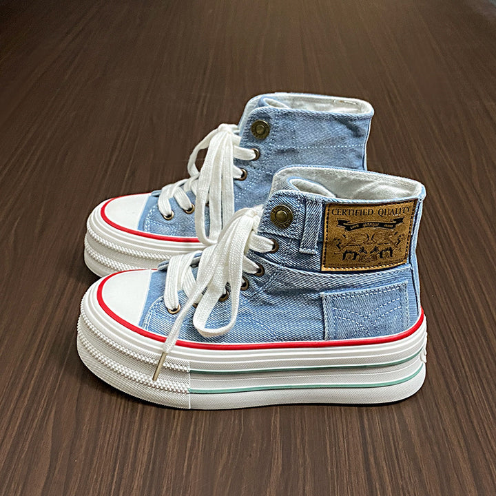 Dame højformat sneakers med moderigtige plateau sål og robust canvas-materiale Stilla
