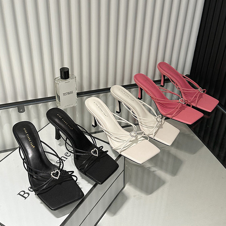 Dame Sling-sandaler med elegant hjerte-spænde og høj hæl Stilla