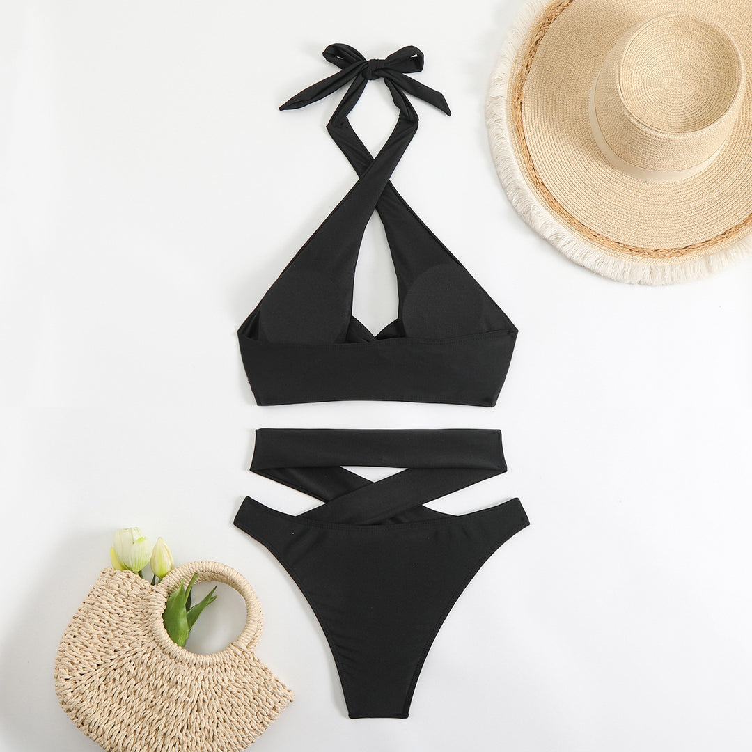 Dame bikini sæt med justerbare stropper og elegant krydsdesign Skovae