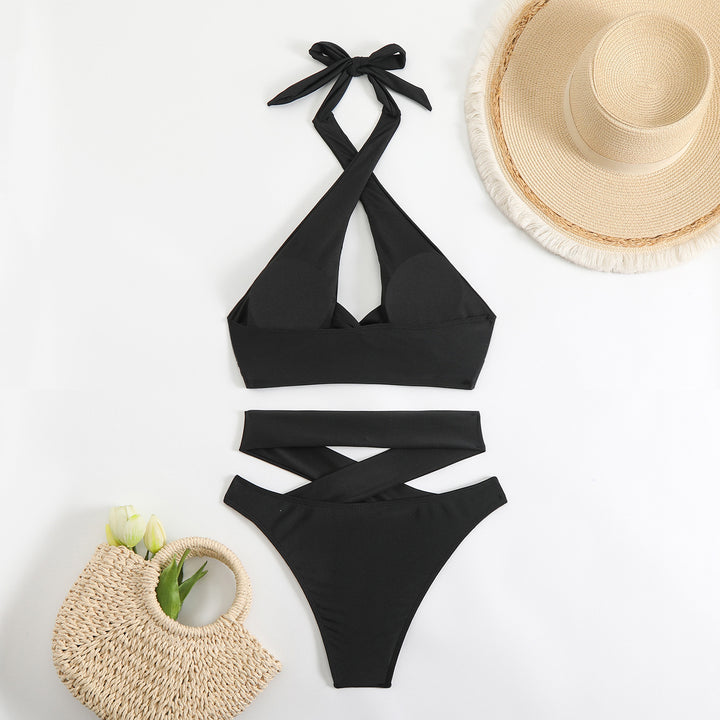 Dame bikini sæt med justerbare stropper og elegant krydsdesign Skovae
