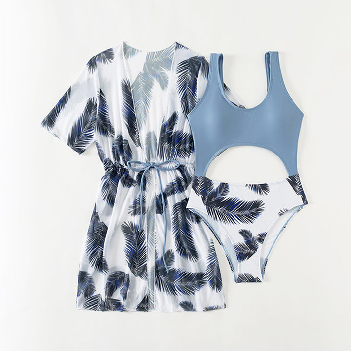 Dame To-delt Badetøj-Sæt med moderne Cut-Out-design og afslappet Kimono Stilla