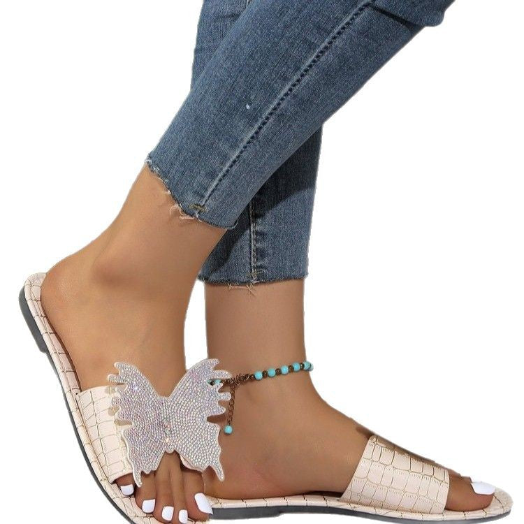 Dame tæer-sandaler med glitrende sommerfugledesign og skridsikker sål Stilla