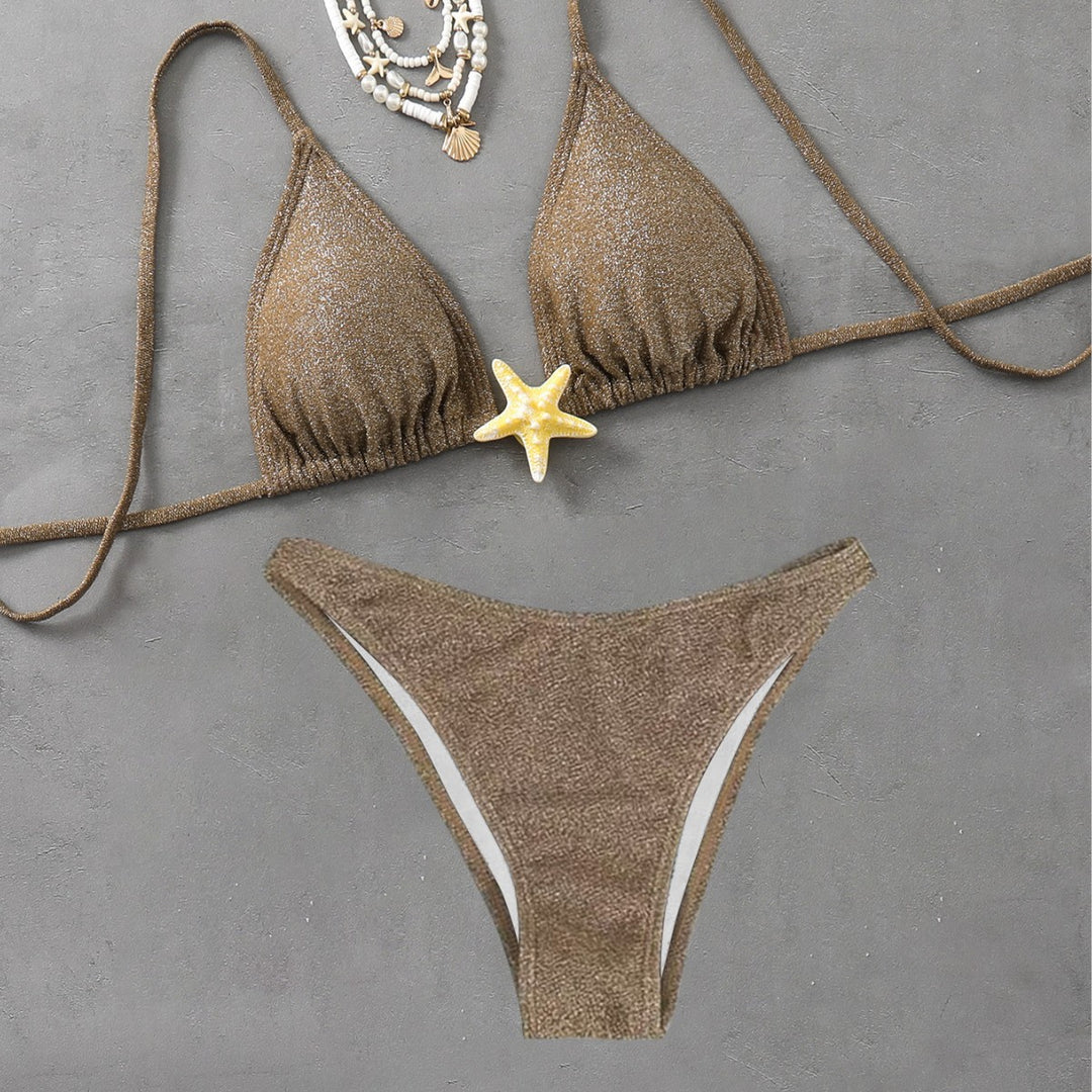 Dame triangel-bikini med trendy glimmer-effekt Skovae