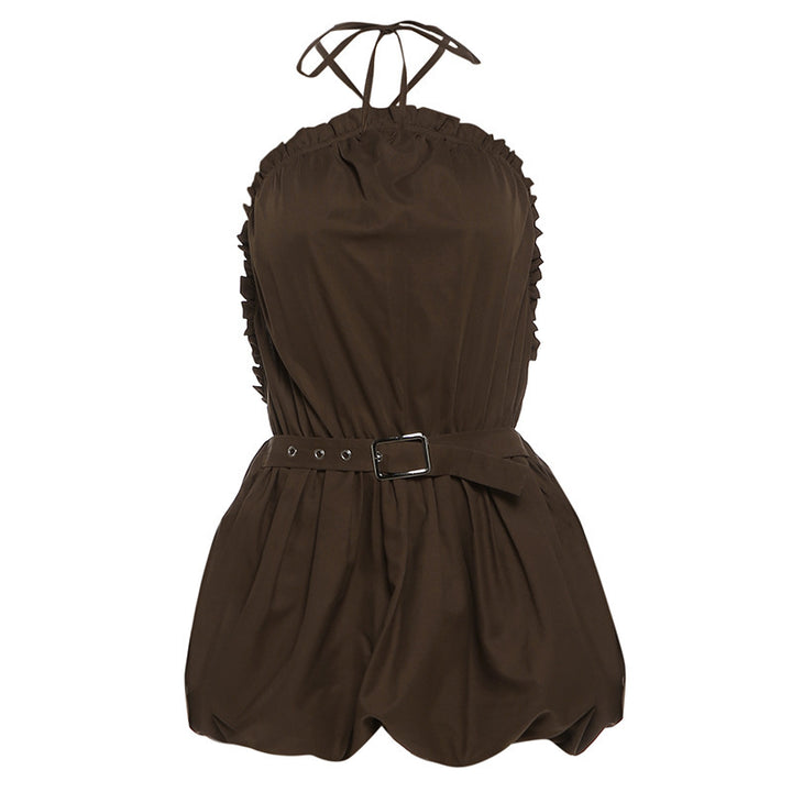 Damen Raffinierter Overall mit Rüschendetails und Taillengürtel Skovae