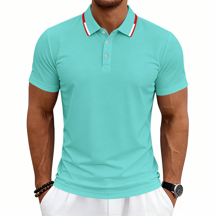 Herrer nan tailored kortærmet polo shirt med kontrastkrave i åndbart piqué Skovae