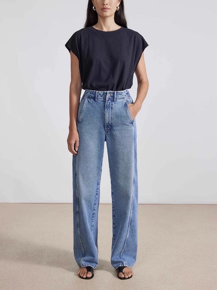 Dame brede High-Waist jeans med afslappet pasform og bæredygtig denim Stilla