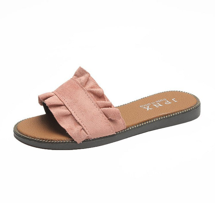 Dame komfortable sandaler med voluminøse flæser og blødt fodseng Stilla