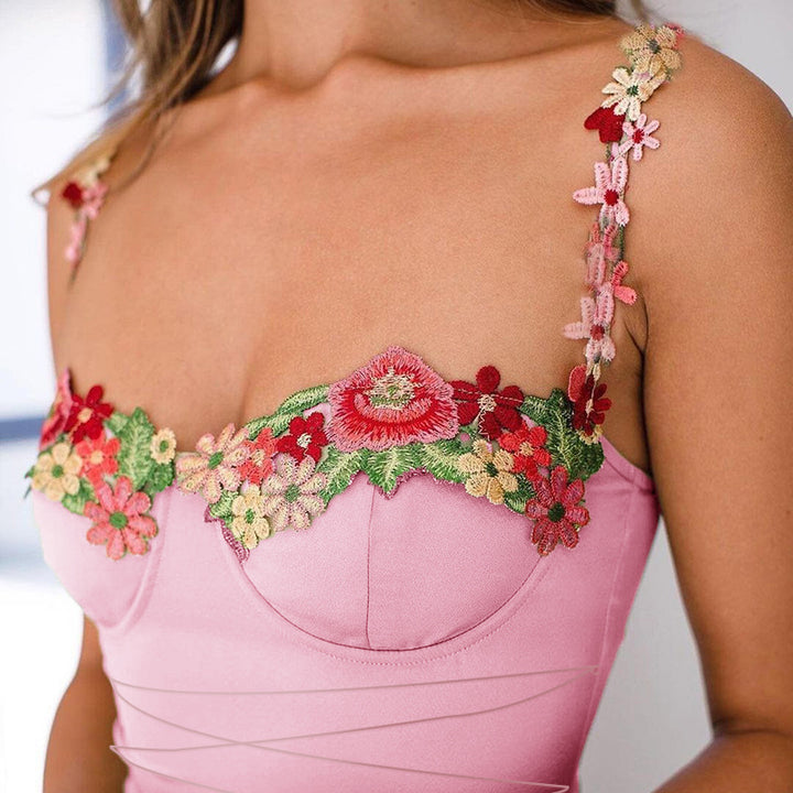 Dame Floral Dekoreret Mini Kjole Stilla