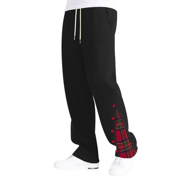 Unisex nan bred Relax-Joggingbukser med sidelæns trykknapliste og ternet indlæg Skovae