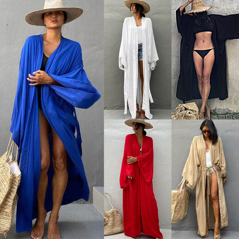 Dame Strandkaftan med flydende snit og elegante ærmer Stilla