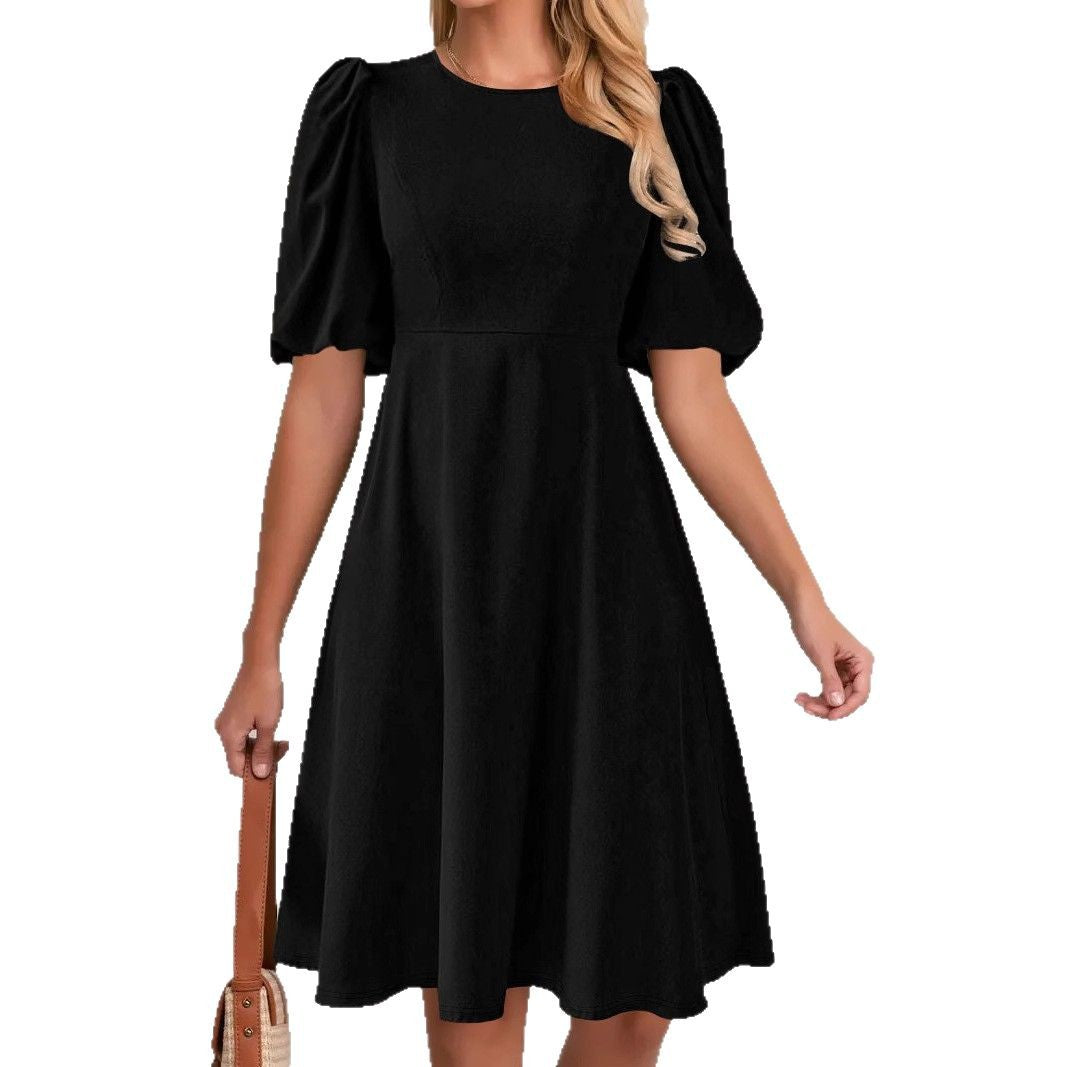Dame Elegant Puffærmer A-linje Kjole Stilla