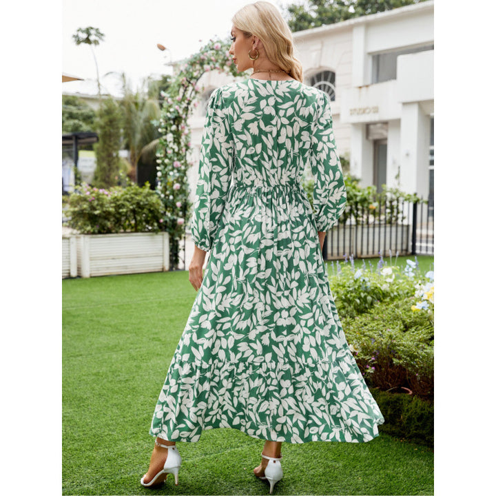 Femme Bohemian Floral Maxi Kjole med rynket talje Stilla