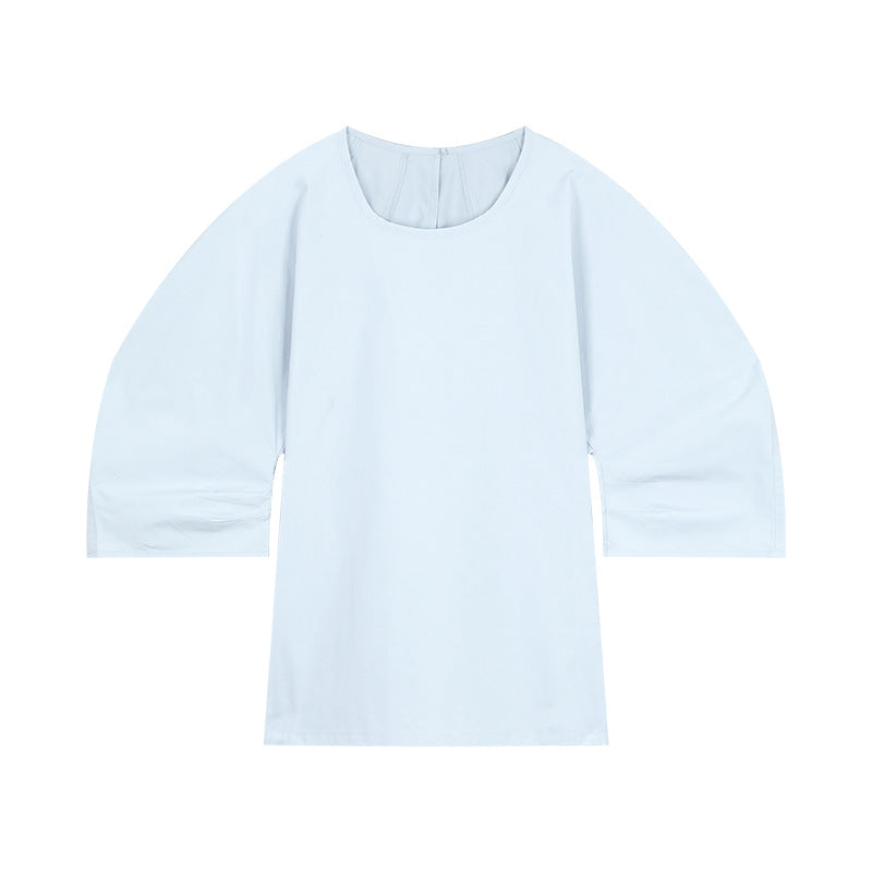 Dame asymmetrisk langærmet top med elegante puffærmer Stilla