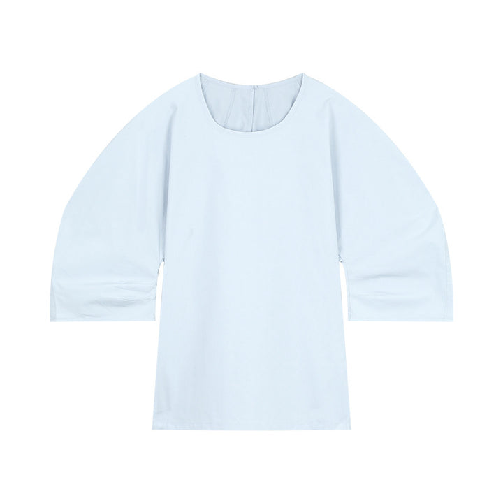 Dame asymmetrisk langærmet top med elegante puffærmer Stilla