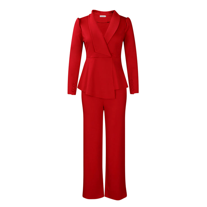 Dame elegant to-delt blazer sæt med vide ben Stilla