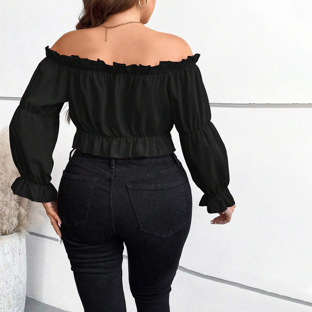 Dame gradient crop top med off-the-shoulder-design og smal talje Stilla