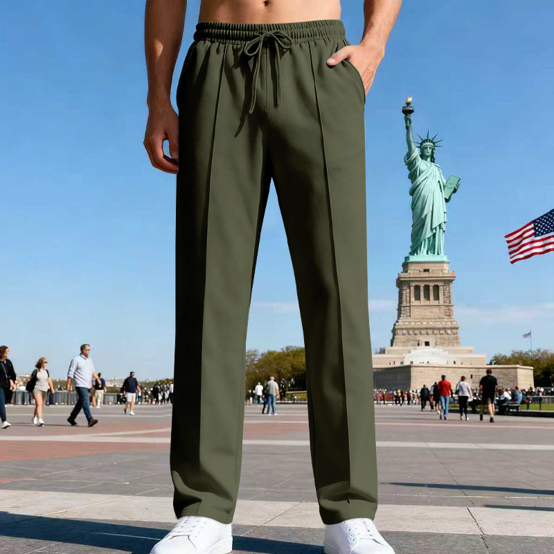 Herrer afslappet-elegant press fold sweatpants med pressefold, elastisk tunneltræk og sidelommer Skovae