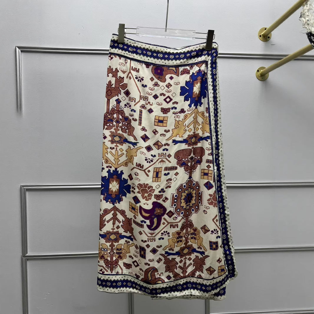 Dame Maxiskørt med kunstnerisk broderi og elegant kant Stilla