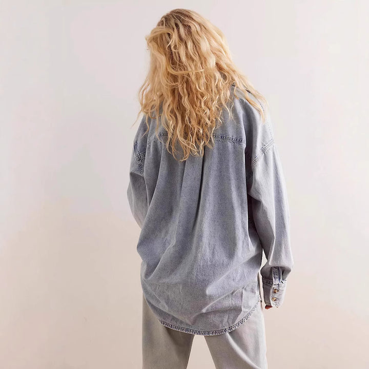 Dame Oversized Denim Skjorte Skovae