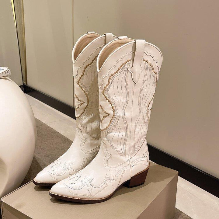 Dame Cowboystøvler i højkvalitets læder med kunstneriske broderier Stilla