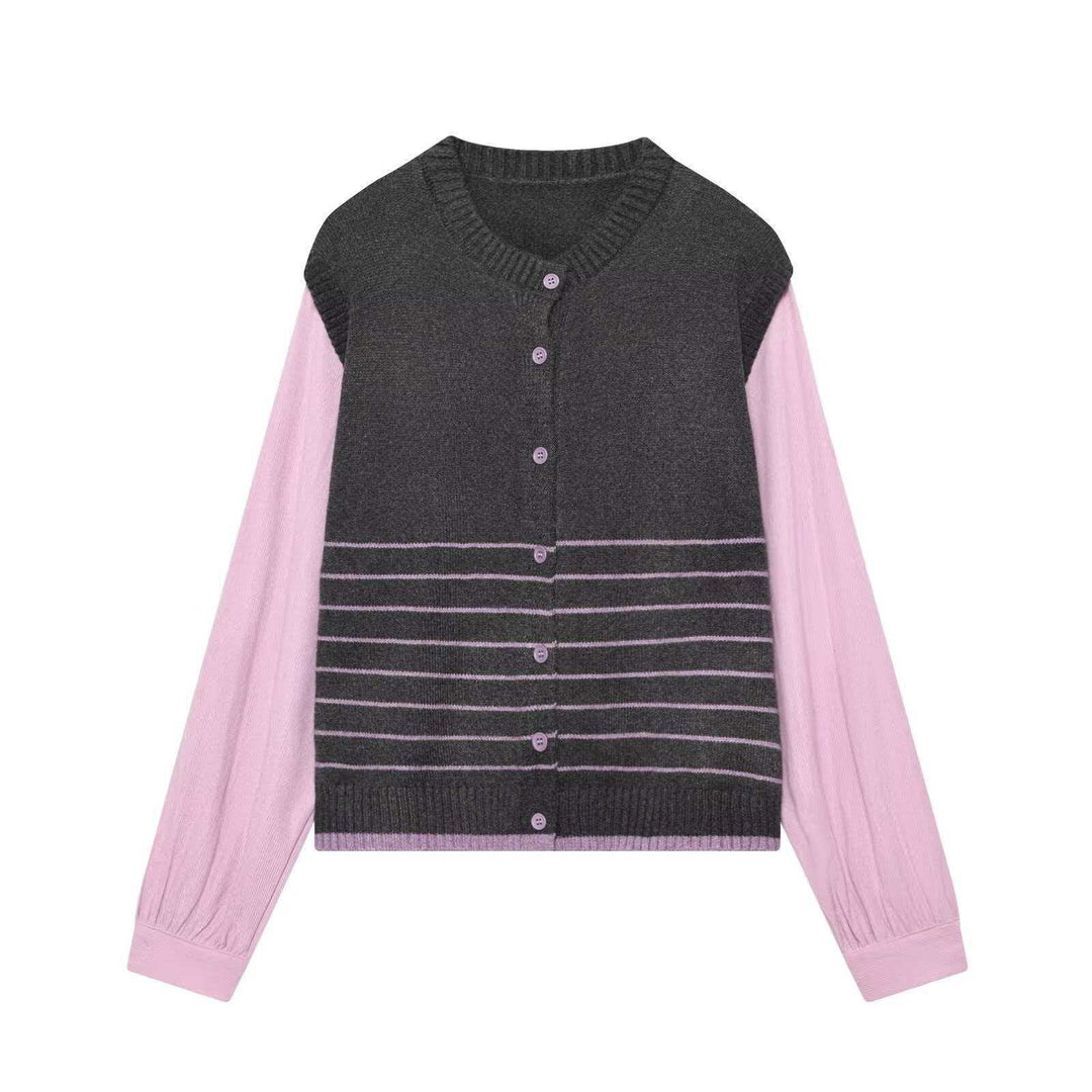 Dame mode cardigan med elegante kontraster Stilla