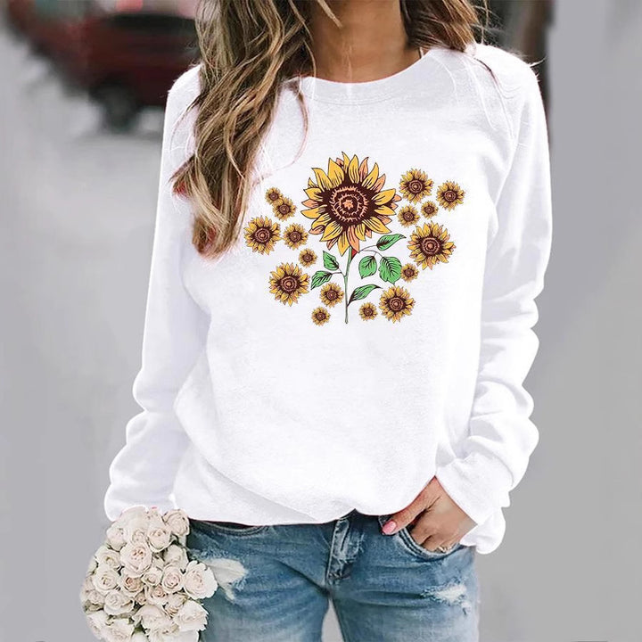 Kvinders sweatshirt med florale solsikke motiver og behagelig pasform Stilla