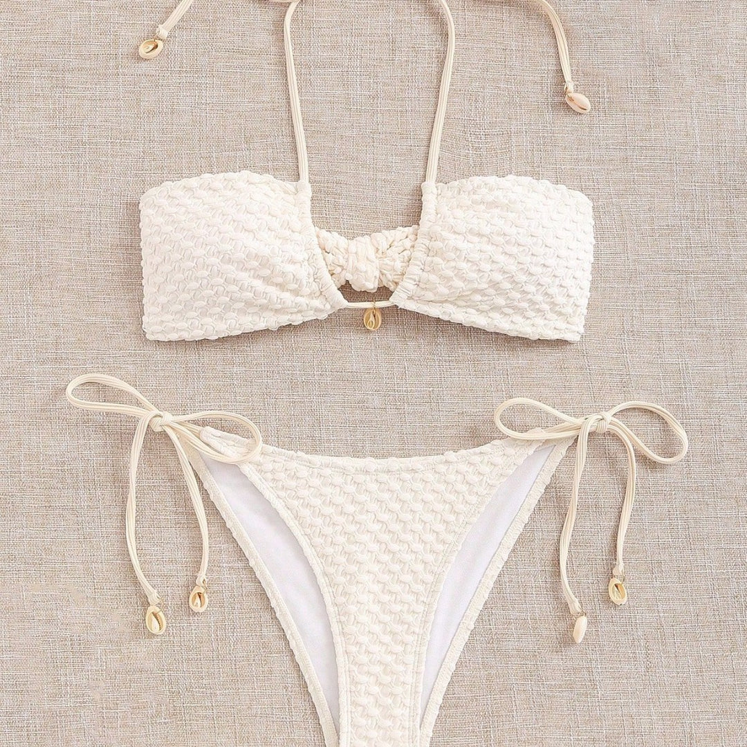Dame bandeau-bikini med elastiske bindebånd Skovae