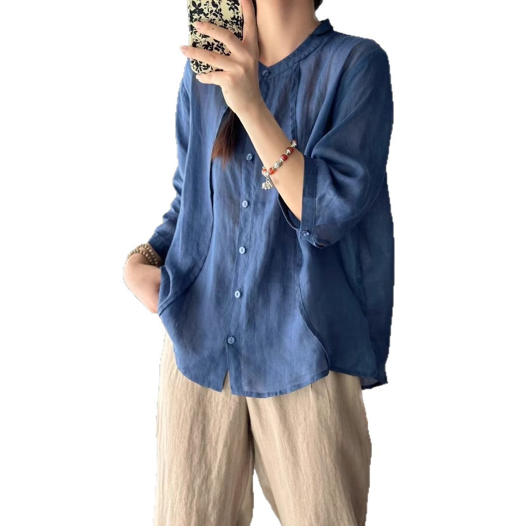 Femme Letvægts Button-Up Linnedæksel Stilla