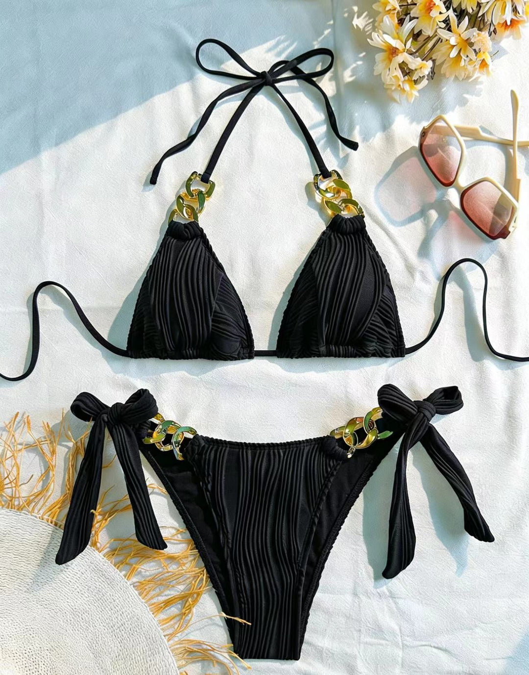 Dame Triangel-Bikini med elegant kæde-detalje Skovae