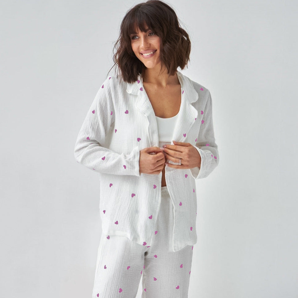 Dame høj kvalitets pyjamas sæt med fortryllende hjerte design Stilla